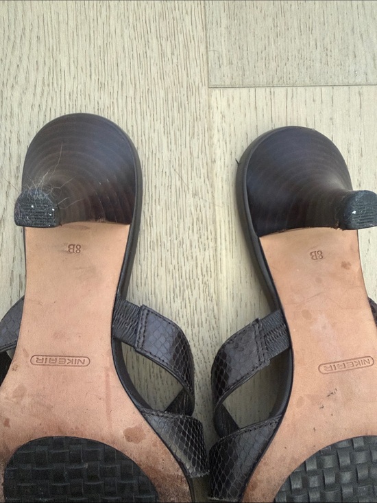 Cole Haan Women Cole Haan - Vintage Nike Air - Leather - Brown Strappy Slide Sandals - Women 8.5